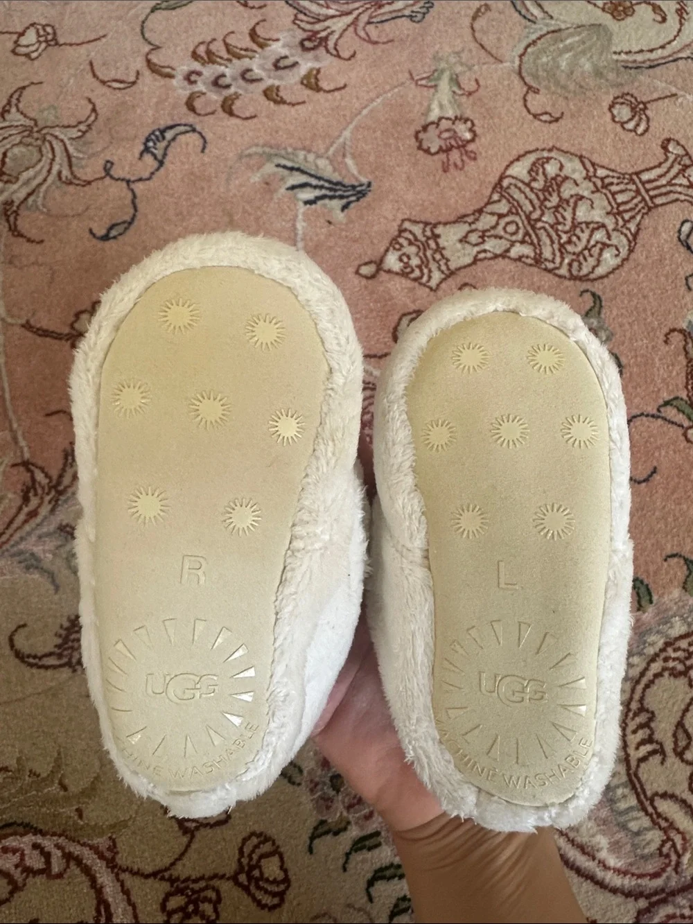 UGG Kids Cream Plush Slip-On Slippers